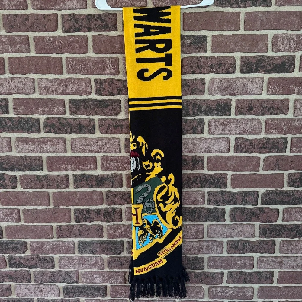 Harry Potter Hogwarts Crest Scarf Wizarding World Draco Dormiens Fringe Long